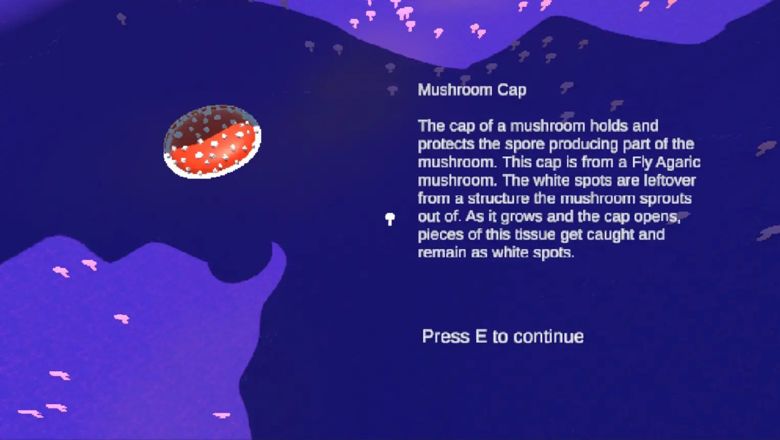 A mushroom cap with information next to it